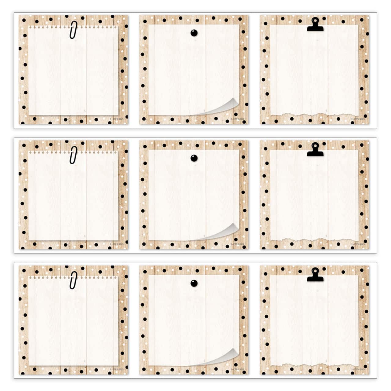 Creative Teaching Press® Core Decor Polka Dots on Wood 3" Designer Cut-Outs, 36 Per Pack, 3 Packs